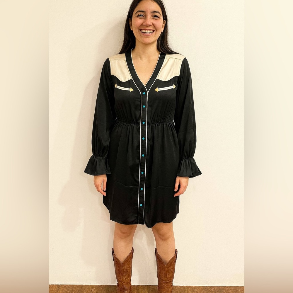 2Fly Black Western Tuxedo Style Dress